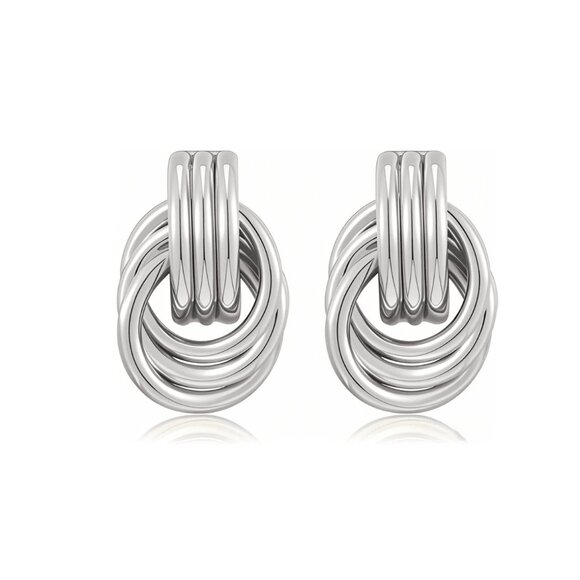 1Pair Women Stainless Steel Knot Design Chunky Earring - Picture 3 of 7